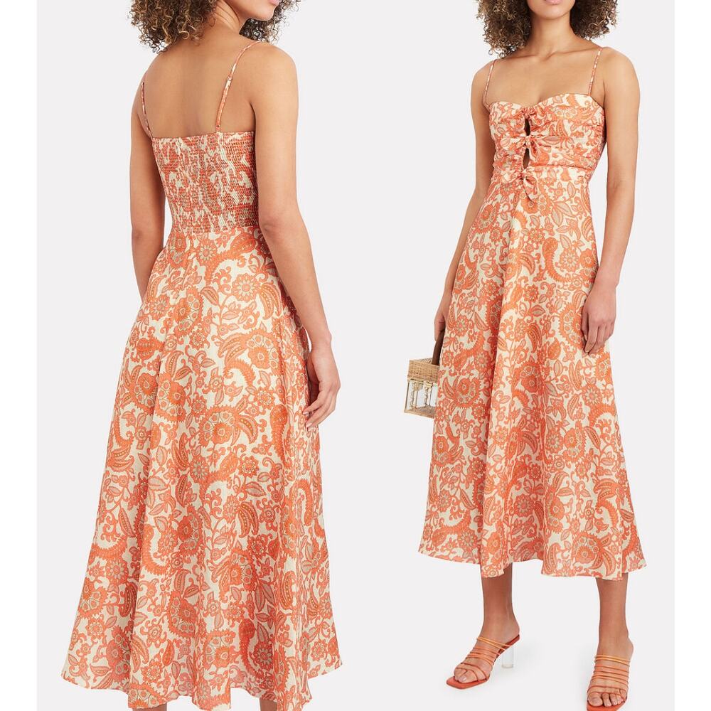 Zimmermann Orange Cream Paisley Midi Dress